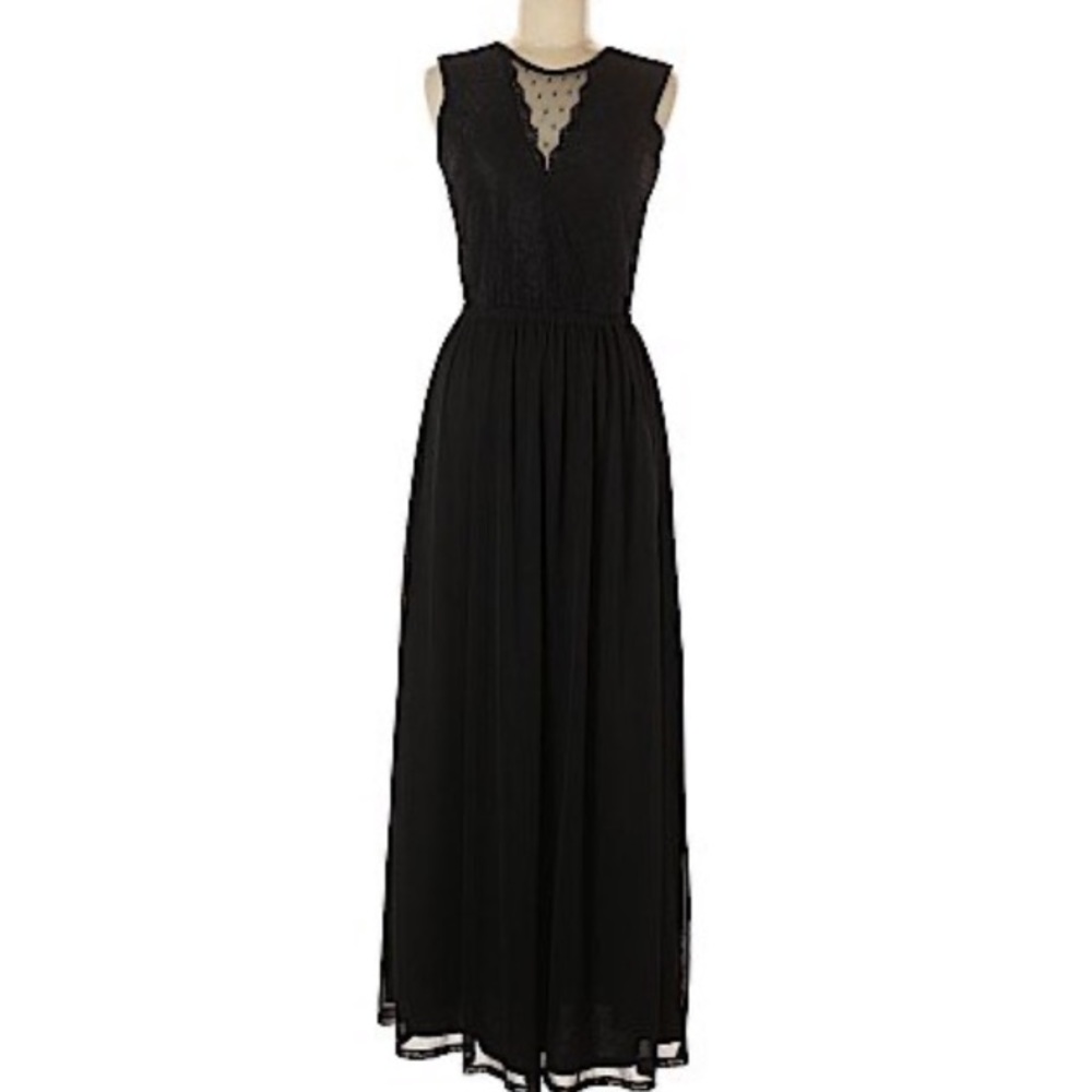 H&M Black Sheer Upper Maxi Dress with lining